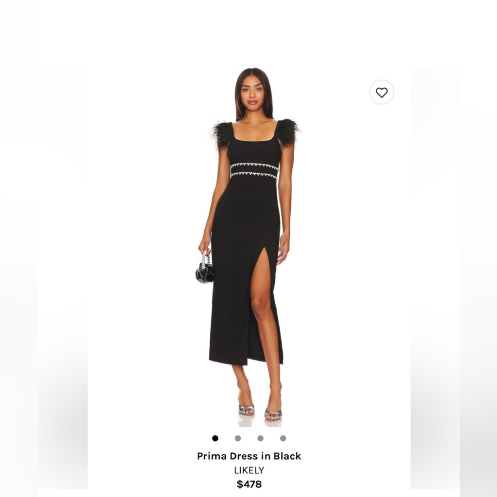 Likely Black Midi Dress With Feather Cap Sleeves